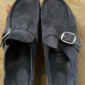 Women’s Suede berkinstock Loafers with Buckle navy